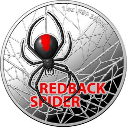 5 Dollars 2021 Austrália PROOF 1 Oz Ag Redback Spider