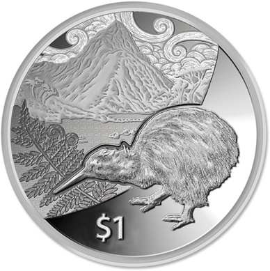 Dollar 2014 Nový Zéland PROOF 1 Oz Ag Brown Kiwi