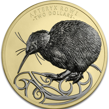2 Dollars 2020 Nový Zéland BU 2 Oz Ag Kiwi (gold and ruthenium)