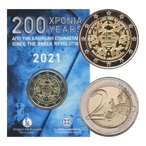 2 euro 2021 Grécko cc.BU karta Grécka revolúcia