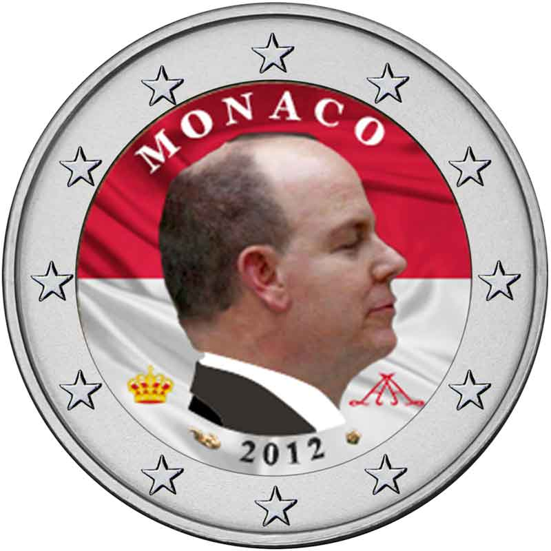 2 euro 2012 Monako ob.UNC farbená