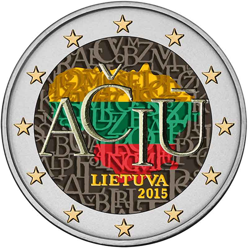 2 euro 2015 Litva cc.UNC farbená Litovský jazyk