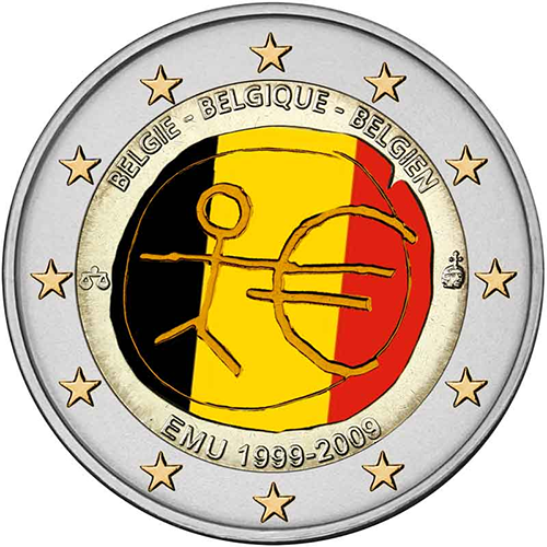 2 euro 2009 Belgicko cc.UNC farbená HMU