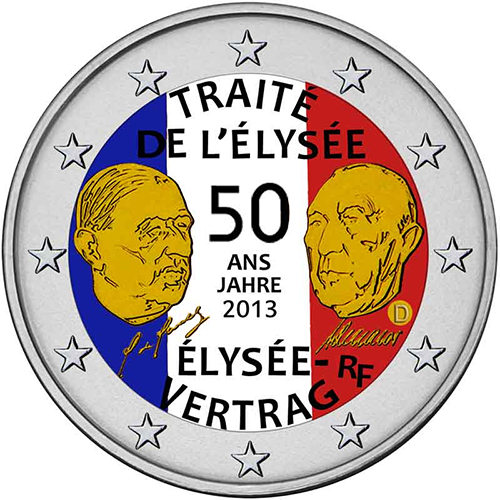 2 euro 2013 Francúzsko cc.UNC farbená Elizejská zmluva