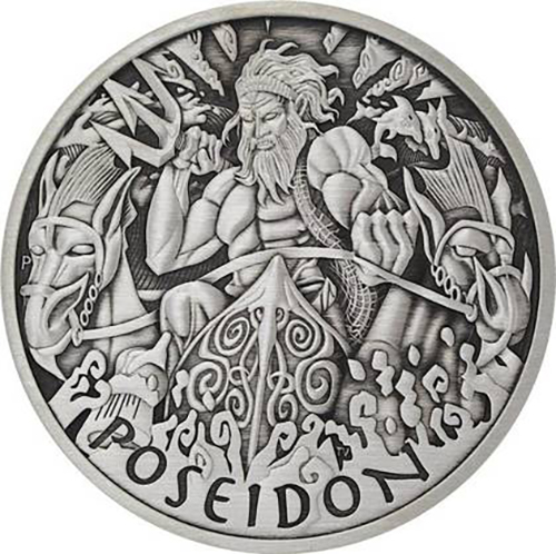 Dollar 2021 Tuvalu BU antique 1 Oz Ag Gods Of Olympus - Poseidon