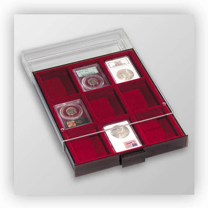 Mincový box MB XL na 9 štvorcových otv. pre SLABS a QUICKSLABS kapsle, dymový IN
