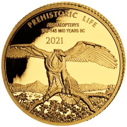 100 Francs 2021 Kongo PROOF 0,5g Oz Au Archaeopteryx