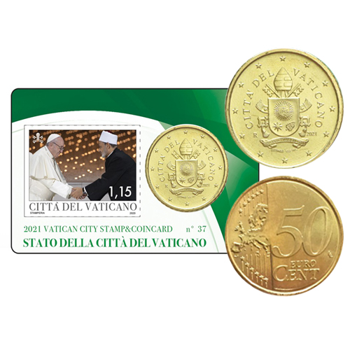 50 Cent + 1,15 € známka 2021 Vatikán karta č.37