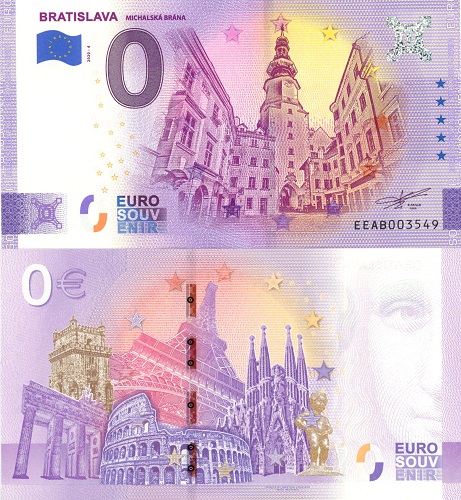 0 euro suvenír 2020/4 Slovensko UNC Bratislava - Michalská brána (ND)
