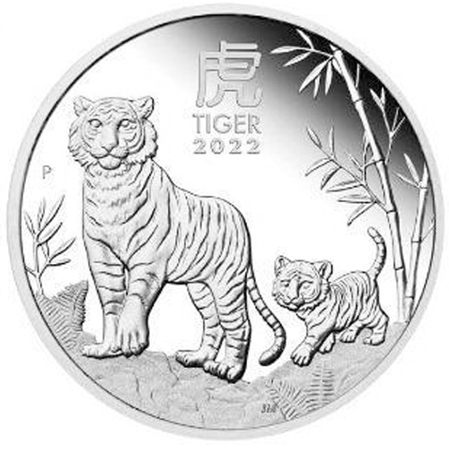 50 Cents 2022 Austrália PROOF 1/2 Oz Ag Lunar III. Tiger