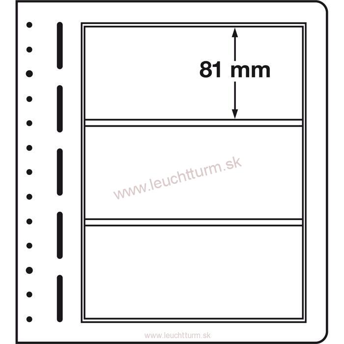 Albumové listy LEUCHTTURM LB-čisté, 10ks/bal, 3 riadkové 190x 81 mm (LB3) IN