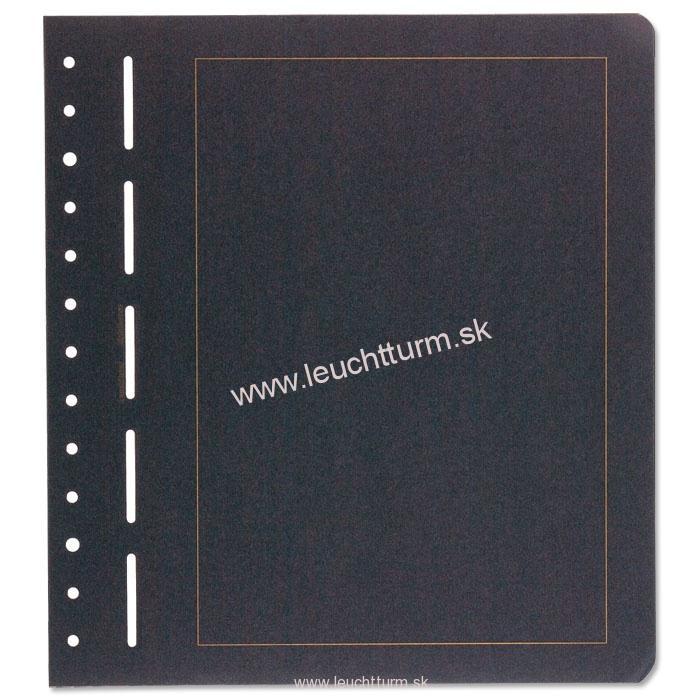 Albumové listy LEUCHTTURM čisté, čierny cardboard, gold borderline (BLS)