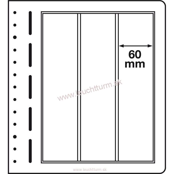 Albumové listy LEUCHTTURM LB-čisté, 10ks/bal, 3 riadkové 60 x293 mm (LB3VERT)