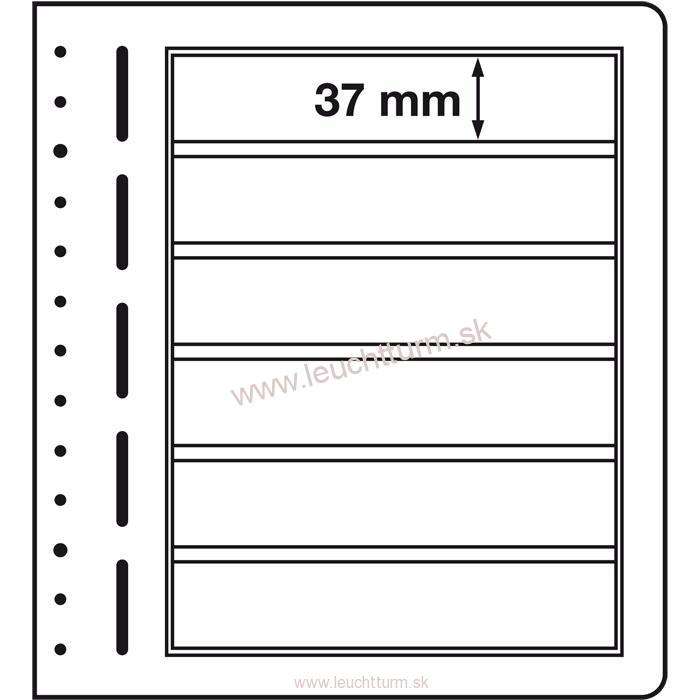 Albumové listy LEUCHTTURM LB-čisté, 10ks/bal, 6 riadkové 190x 37 mm (LB6)