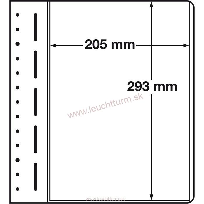 Albumové listy LEUCHTTURM LB-čisté, 10ks/bal, 1 riadkové 205x293 mm (LB1MAX)