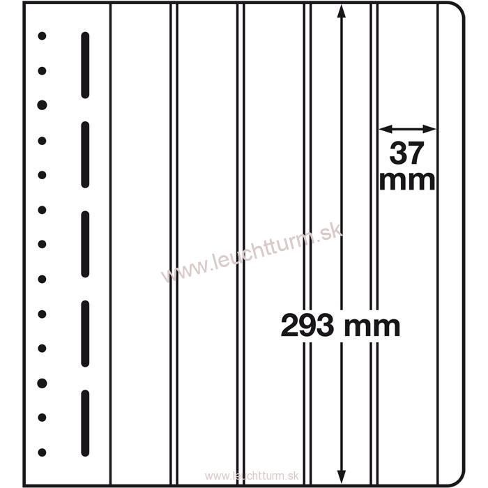Albumové listy LEUCHTTURM LB-čisté, 10ks/bal, 5 riadkové 37 x293 mm (LB5VERT)