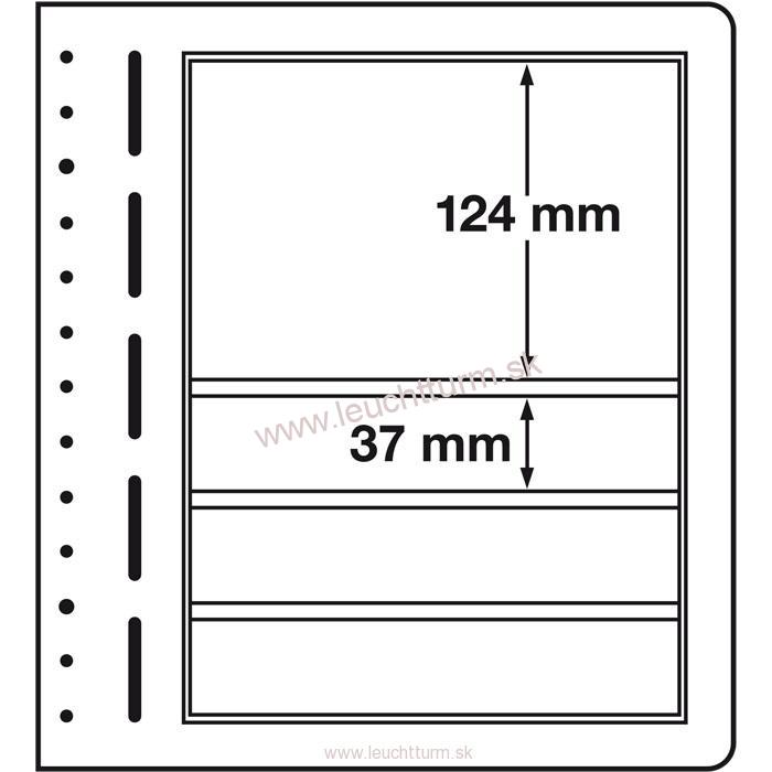 Albumové listy LEUCHTTURM LB-čisté, 10ks/bal, 4 riadkové 190x124 mm, 190x37 mm (