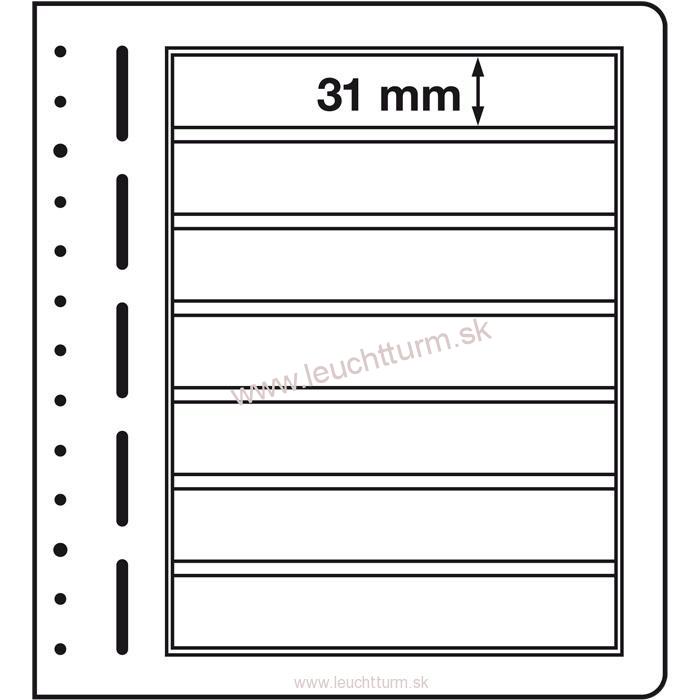 Albumové listy LEUCHTTURM LB-čisté, 10ks/bal, 7 riadkové 190x 31 mm (LB7) IN