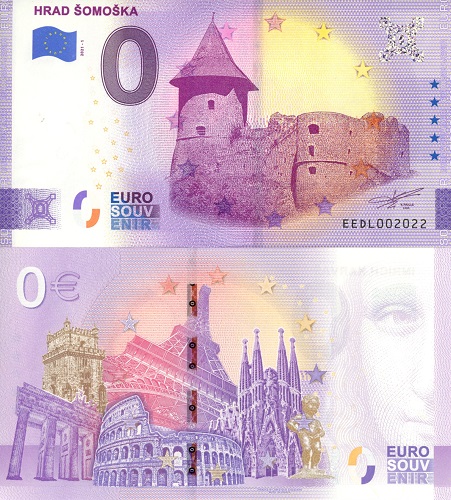 0 euro suvenír 2021/1 Slovensko UNC Hrad Šomoška (ND)