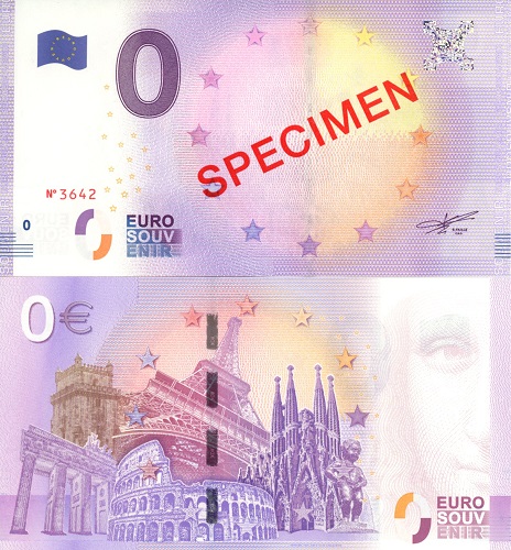 0 euro suvenír UNC SPECIMEN vzor 2017