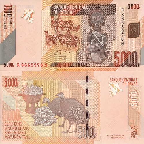 5000 Francs 2020 Kongo Dem.Rep. UNC séria R*N