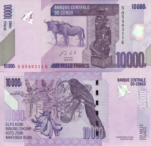 10 000 Francs 2020 Kongo Dem.Rep. UNC séria S*K
