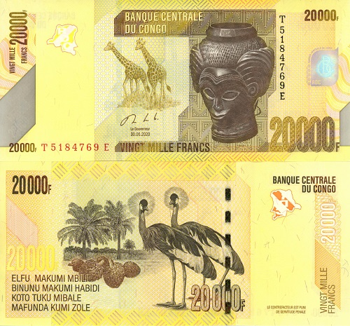 20 000 Francs 2020 Kongo Dem.Rep. UNC séria T*E