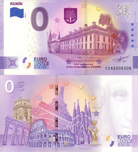 0 euro suvenír 2021/1 Česko UNC Kunín (Anniversary 2020)