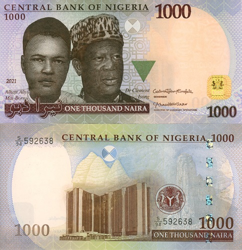 1000 Naira 2021 Nigéria UNC séria S/94