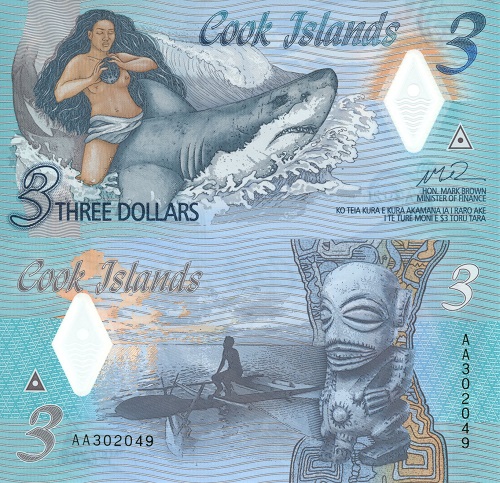3 Dollars 2021 Cookove Ostrovy UNC séria AA