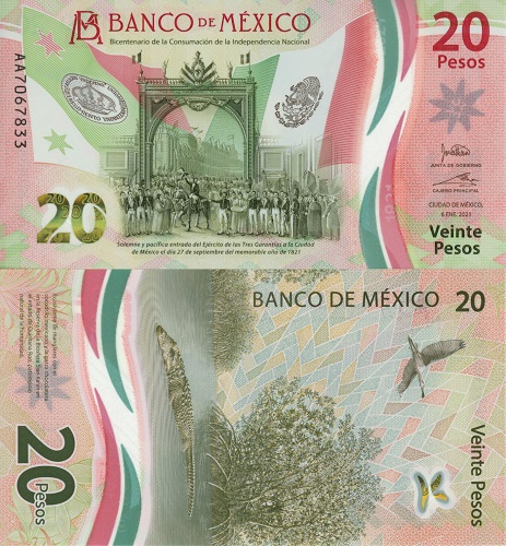 20 Pesos 2021 Mexiko UNC séria AA