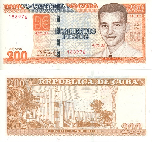 200 Pesos 2021 Kuba UNC séria HE-22