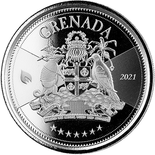 2 Dollars 2021 Grenada BU 1 Oz Ag Coat Of Arms