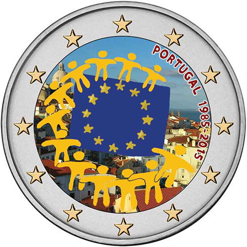 2 euro 2015 Portugalsko cc.UNC farbená Európska vlajka