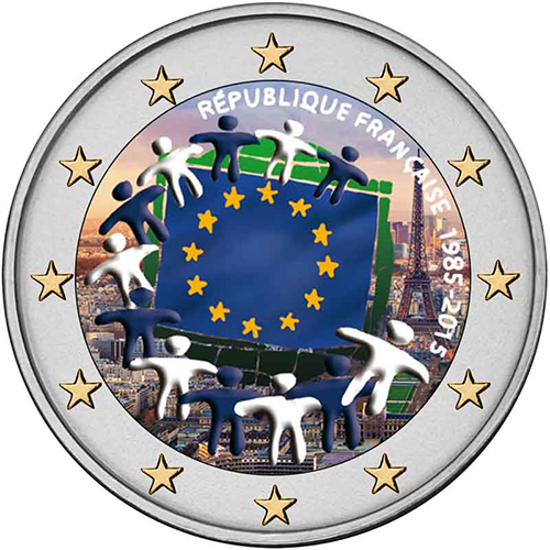 2 euro 2015 Francúzsko cc.UNC farbená Európska vlajka