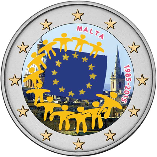 2 euro 2015 Malta cc.UNC farbená Európska vlajka