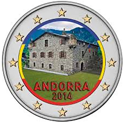 1 euro 2014 Andorra ob.UNC farbená