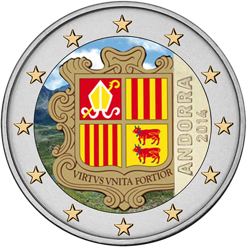 2 euro 2014 Andorra ob.UNC farbená