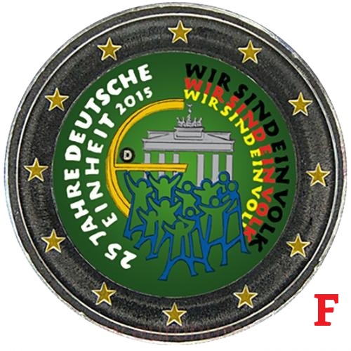 2 euro 2015 Nemecko F cc.UNC farbená Zjednotenie