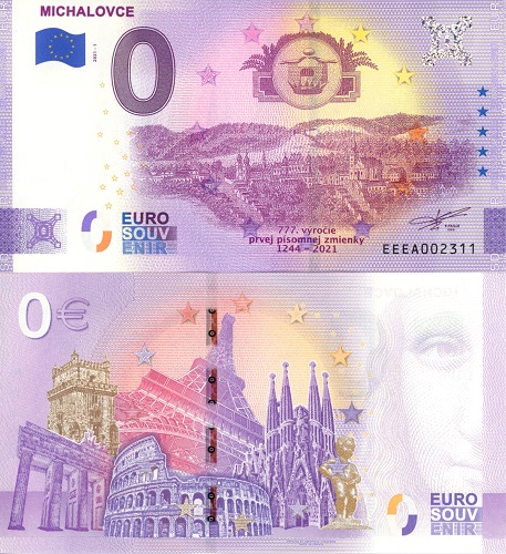 0 euro suvenír 2021/1 Slovensko UNC Michalovce (ND)