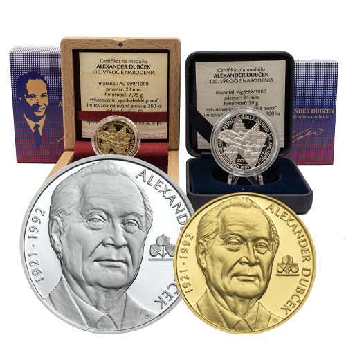 Zlatá a strieborná medaila, Alexander Dubček 100.výročie narodenia 