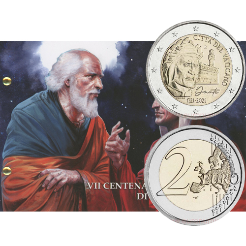 2 euro 2021 Vatikán cc.BU numisbriefe Dante Alighieri 1571 - 2021
