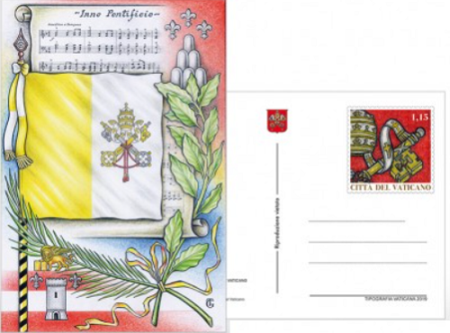Pohľadnica 2019 Vatikán čistá, vlajka Vatikánu (1,15€)