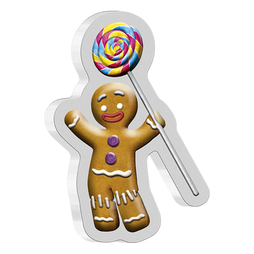 2 Dollars 2021 Niue PROOF farbená 1 Oz Ag Gingerbread Man