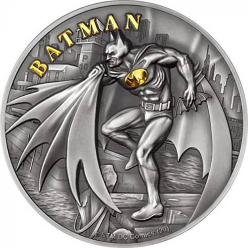 10 Dollars 2021 Cook Islands BU patinované 2 Oz Ag DC Comics - Batman