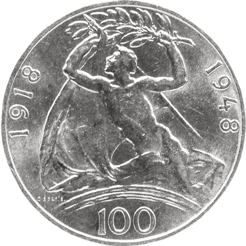 100 Korún 1948 Československo, 30. výročie vzniku ČSR