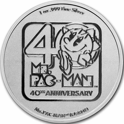2 Dollars 2021 Niue BU 1 Oz Ag Ms.Pac-Man 40th Anniversary