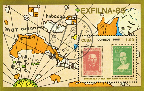 Hárček 1985 Kuba pečiatkovaný, výstava známok Exfilna 85