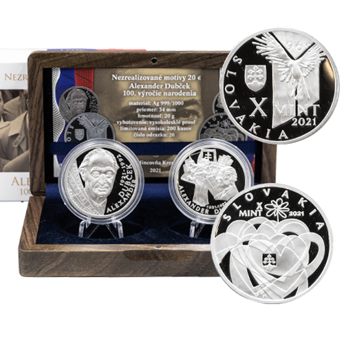 Strieborné medaily, nezrealizované motívy 10 euro  Alexander Dubček 