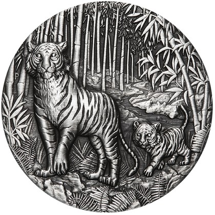 2 Dollars 2022 Austrália BU Antiqued 2 Oz Ag Lunar : Year of the Tiger